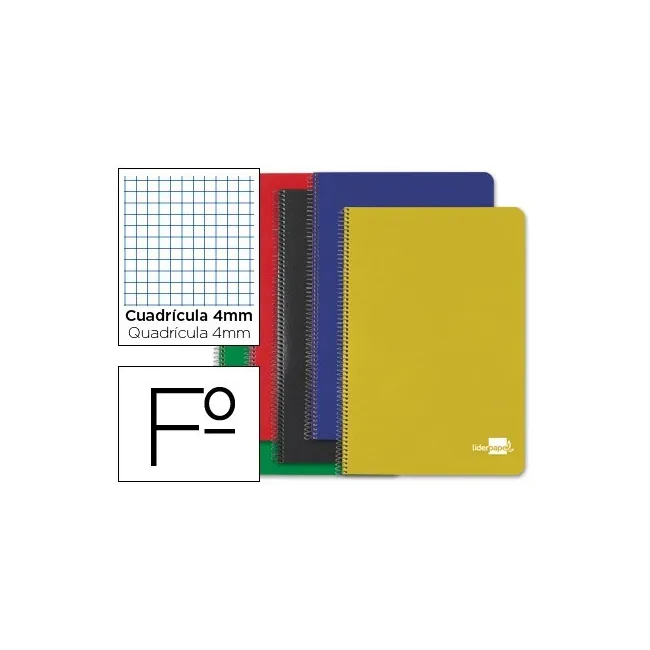 CUADERNO ESPIRAL LIDERPAPEL FOLIO TAPA DURA 80H 60 GR CUADRO 4MM CO...