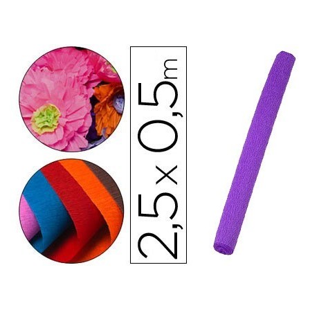 PAPEL CRESPON LIDERPAPEL ROLLO DE 50 CM X 2,5 M 85G/M2 MORADO