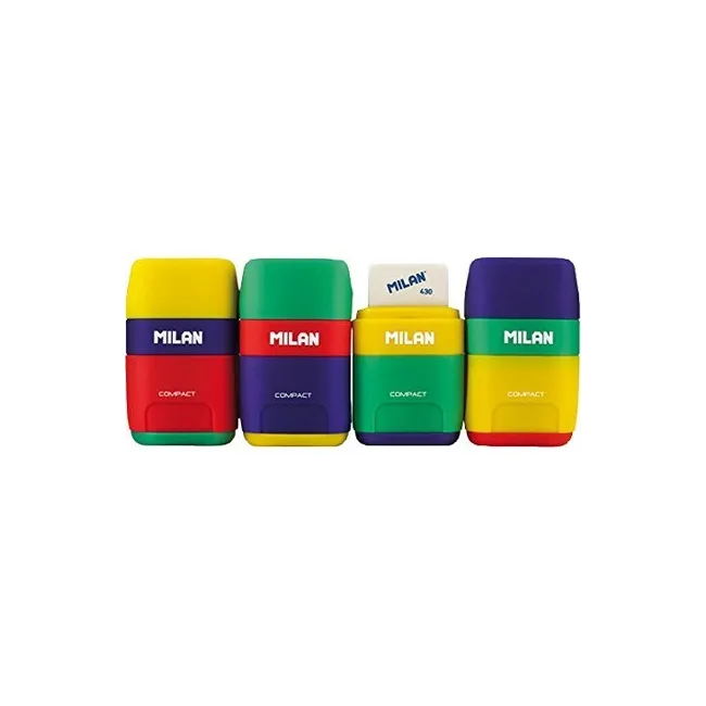 SACAPUNTAS MILAN PLASTICO 2 USOS CON GOMA COMPACT MIX