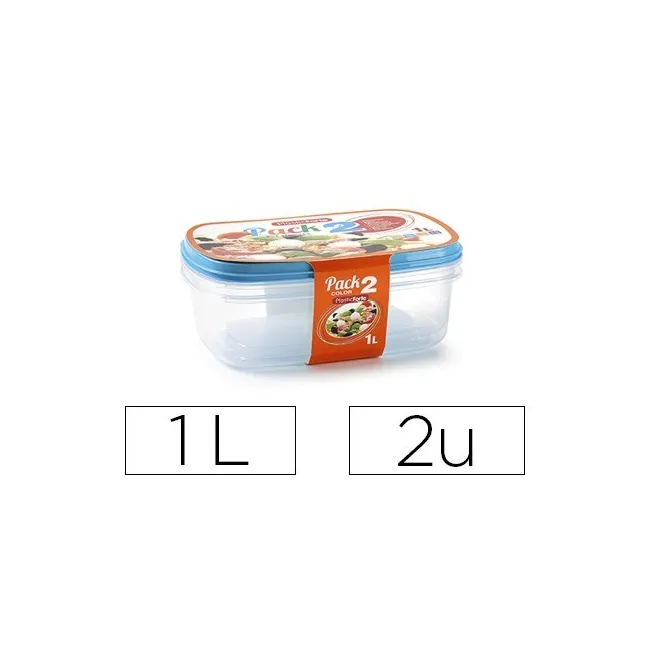 FIAMBRERA PLASTICFORTE TRANSPARENTE TAPA COLOR 1 LITROS PACK 2 UNID...