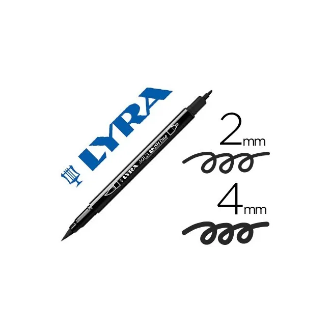 ROTULADOR LYRA AQUA BRUSH ACUARELABLE DOBLE PUNTA FINA Y PINCEL NEGRO