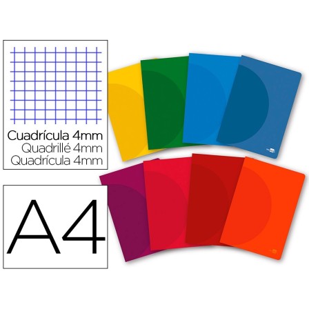 LIBRETA LIDERPAPEL 360 TAPA DE PLASTICO A4 48 HOJAS 90G/M2 CUADRO 4...