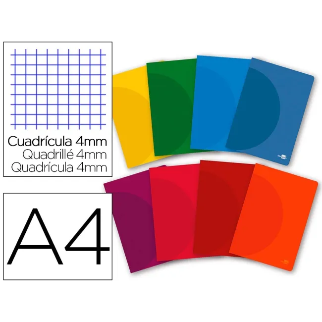 LIBRETA LIDERPAPEL 360 TAPA DE PLASTICO A4 48 HOJAS 90G/M2 CUADRO 4...
