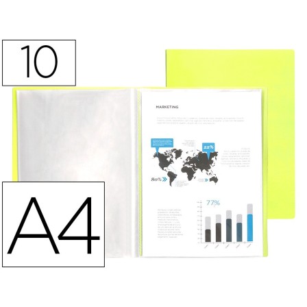 CARPETA LIDERPAPEL ESCAPARATE 10 FUNDAS POLIPROPILENO DIN A4 AMARIL...