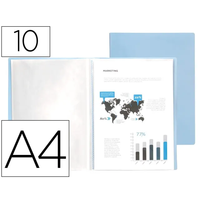 CARPETA LIDERPAPEL ESCAPARATE 10 FUNDAS POLIPROPILENO DIN A4 CELEST...