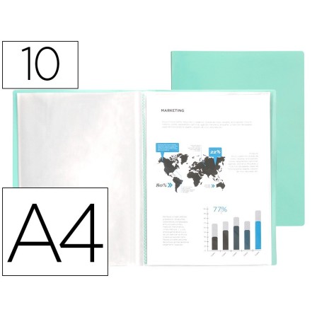 CARPETA LIDERPAPEL ESCAPARATE 10 FUNDAS POLIPROPILENO DIN A4 VERDE ...