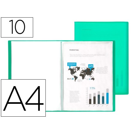 CARPETA LIDERPAPEL ESCAPARATE 10 FUNDAS POLIPROPILENO DIN A4 VERDE ...