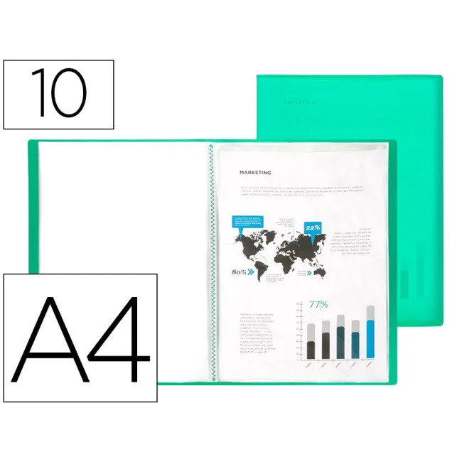 CARPETA LIDERPAPEL ESCAPARATE 10 FUNDAS POLIPROPILENO DIN A4 VERDE ...