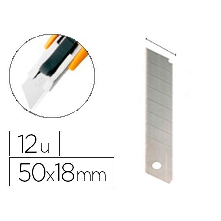 REPUESTO CUTER ANCHO METALICO Q-CONNECT 0,5X18 MM -ESTUCHE DE 12 CU...