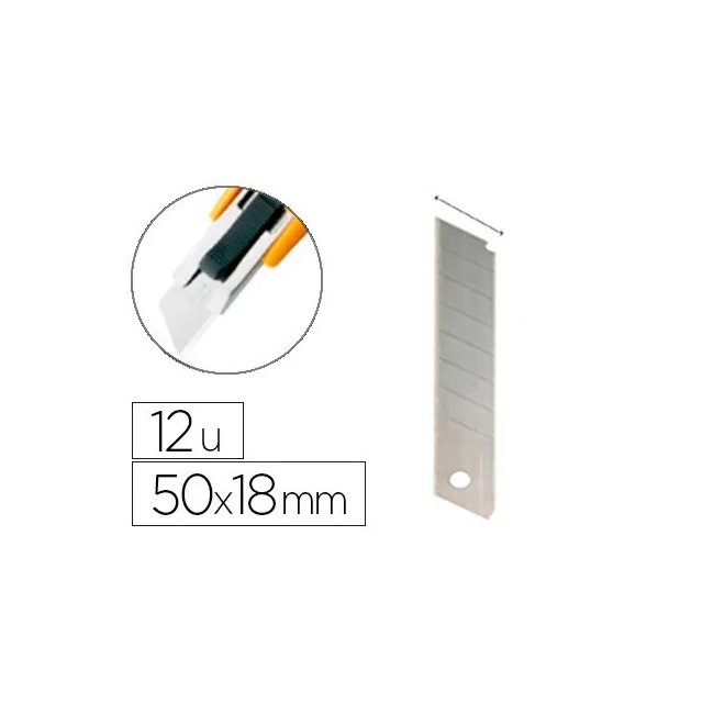 REPUESTO CUTER ANCHO METALICO Q-CONNECT 0,5X18 MM -ESTUCHE DE 12 CU...