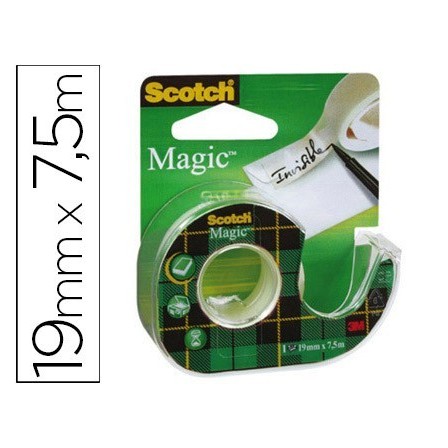 CINTA ADHESIVA SCOTCH MAGIC INVISIBLE 7,5X19 MM EN PORTARROLLO