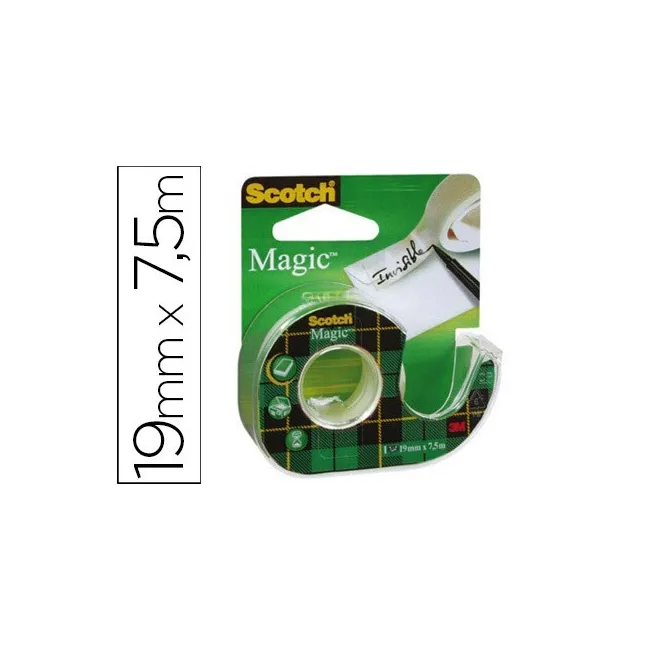 CINTA ADHESIVA SCOTCH MAGIC INVISIBLE 7,5X19 MM EN PORTARROLLO