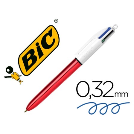 BOLIGRAFO BIC CUATRO COLORES SHINE ROJO PUNTA DE 1 MM