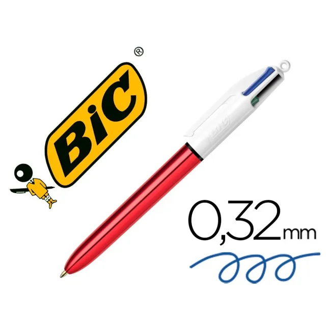 BOLIGRAFO BIC CUATRO COLORES SHINE ROJO PUNTA DE 1 MM