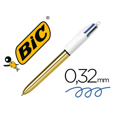 BOLIGRAFO BIC CUATRO COLORES SHINE ORO PUNTA DE 1 MM