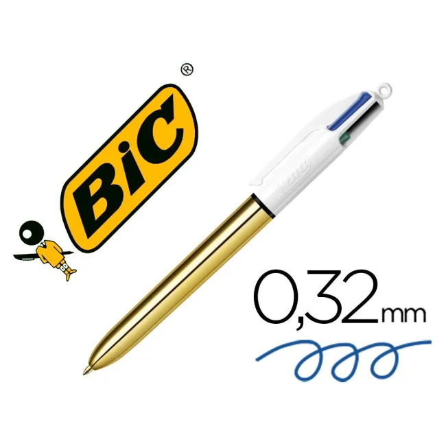 BOLIGRAFO BIC CUATRO COLORES SHINE ORO PUNTA DE 1 MM