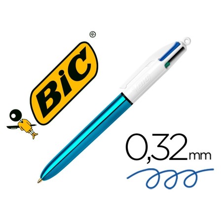 BOLIGRAFO BIC CUATRO COLORES SHINE AZUL PUNTA DE 1 MM