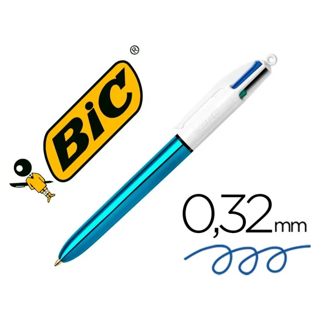 BOLIGRAFO BIC CUATRO COLORES SHINE AZUL PUNTA DE 1 MM