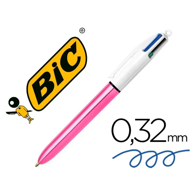 BOLIGRAFO BIC CUATRO COLORES SHINE ROSA PUNTA DE 1 MM