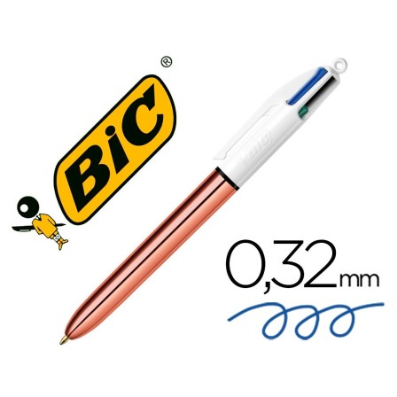 BOLIGRAFO BIC CUATRO COLORES SHINE ORO ROSA PUNTA DE 1 MM