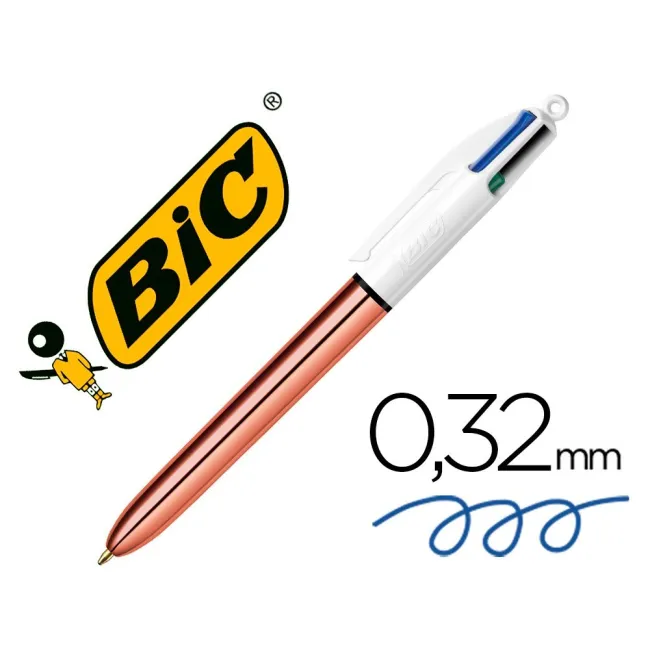 BOLIGRAFO BIC CUATRO COLORES SHINE ORO ROSA PUNTA DE 1 MM