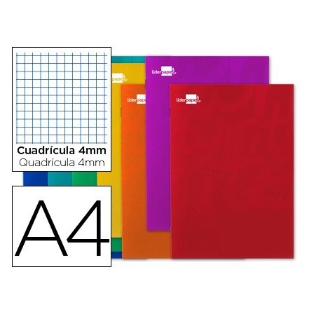 LIBRETA LIDERPAPEL WRITE A4 80 HOJAS 60G/M2 CUADRO 4MM CON MARGEN