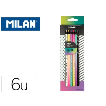 LAPICES DE COLORES MILAN SUNSET MINA GRUESA 3,5 MM CAJA DE 6 UNIDAD...