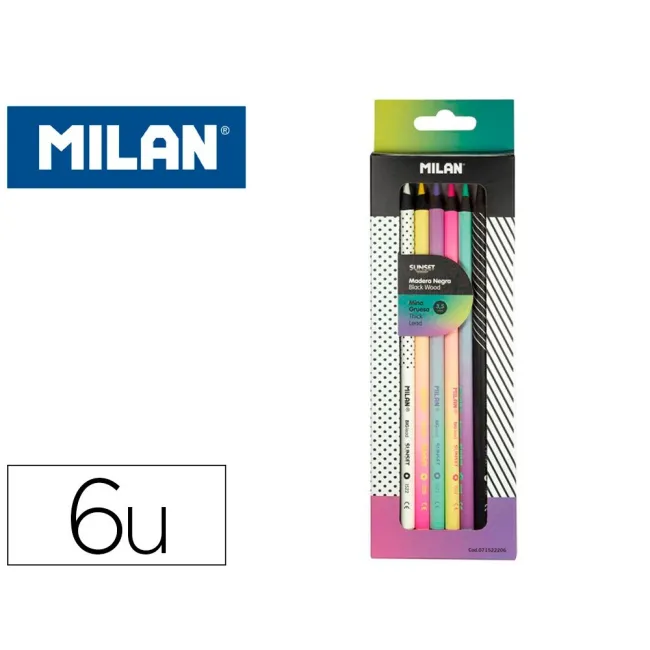 LAPICES DE COLORES MILAN SUNSET MINA GRUESA 3,5 MM CAJA DE 6 UNIDAD...