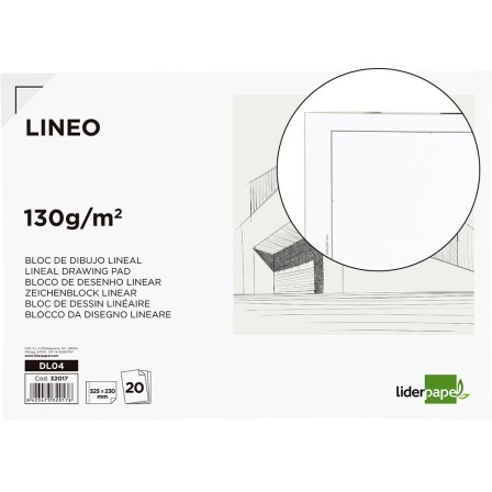 BLOC DIBUJO LIDERPAPEL LINEAL ENCOLADO 230X325MM 20 HOJAS 130G/M2 C...