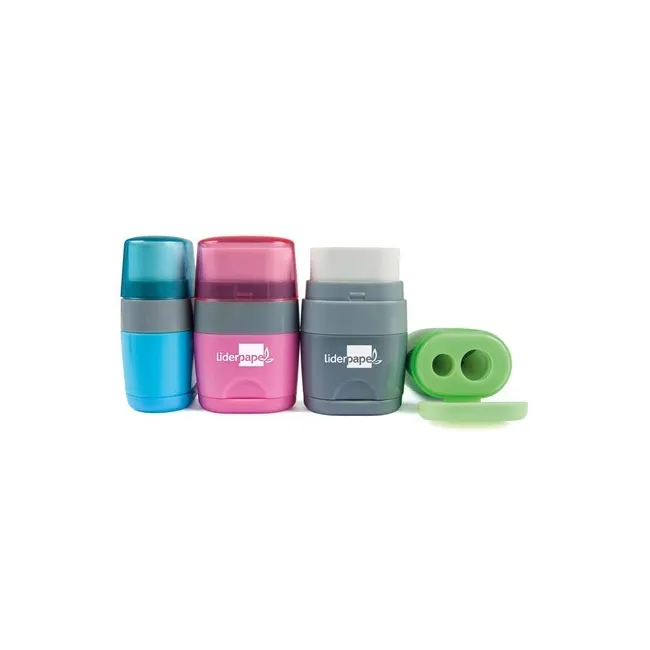 SACAPUNTAS LIDERPAPEL PLASTICO 2 USOS CON GOMA