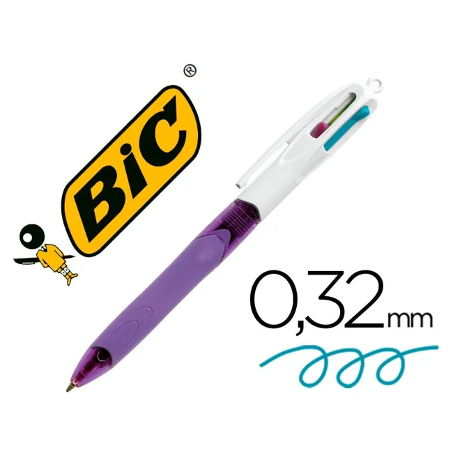 BOLIGRAFO BIC CUATRO COLORES CON GRIP COLORES PASTEL PUNTA 1,3 MM