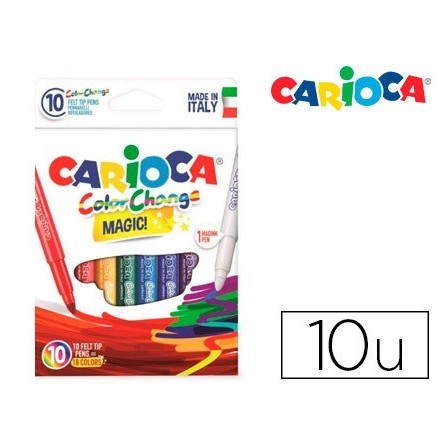 ROTULADOR CARIOCA CAMBIA COLOR TINTA MAGICA CAJA DE 10 UNIDADES COL...