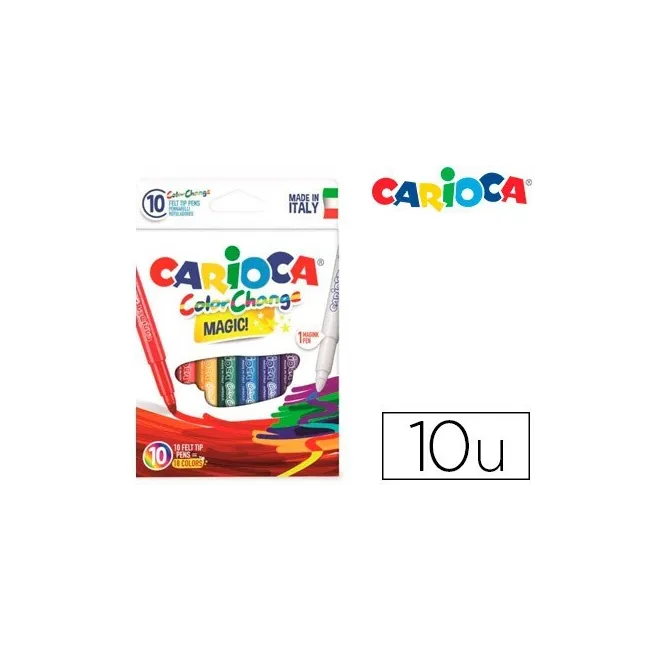 ROTULADOR CARIOCA CAMBIA COLOR TINTA MAGICA CAJA DE 10 UNIDADES COL...