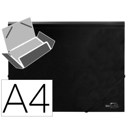 CARPETA LIDERPAPEL GOMAS SOLAPAS 38725 POLIPROPILENO DIN A4 NEGRA
