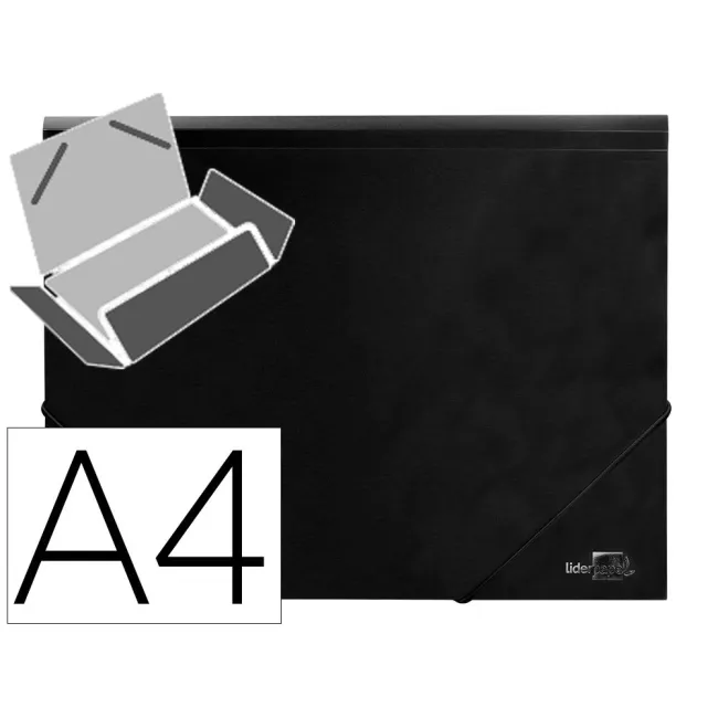 CARPETA LIDERPAPEL GOMAS SOLAPAS 38725 POLIPROPILENO DIN A4 NEGRA