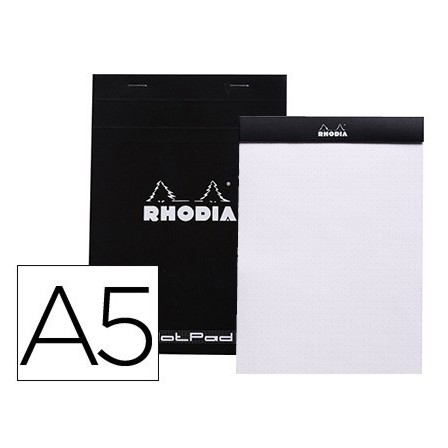 BLOC NOTA RHODIA BLACK DOT PAD DIN A5 80 HOJAS 80 G/M2 LISO CON PUN...