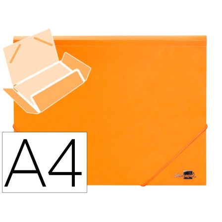 CARPETA LIDERPAPEL GOMAS SOLAPAS POLIPROPILENO DIN A4 NARANJA FLUOR...