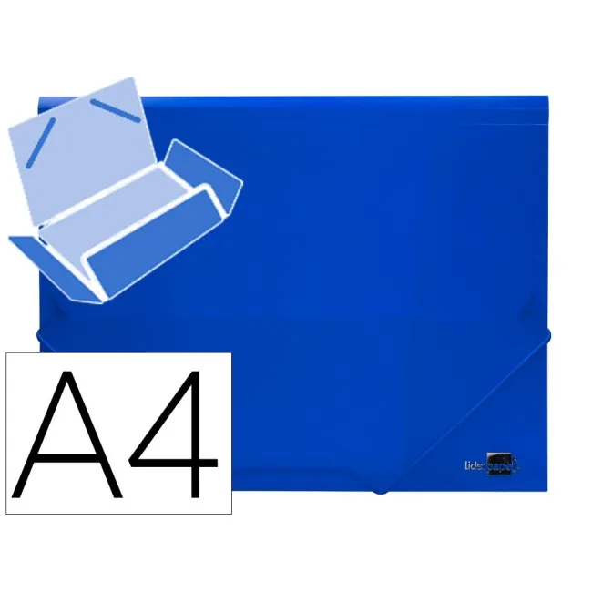 CARPETA LIDERPAPEL GOMAS SOLAPAS 34962 POLIPROPILENO DIN A4 AZUL TR...