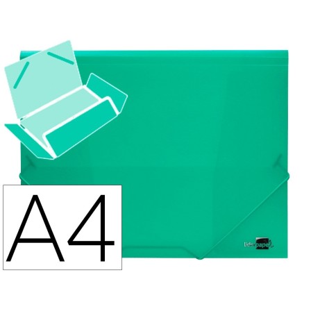 CARPETA LIDERPAPEL GOMAS SOLAPAS 34963 POLIPROPILENO DIN A4 VERDE T...