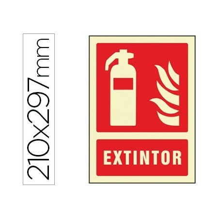 PICTOGRAMA SYSSA SEÑAL DE EXTINTOR EN PVC FOTOLUMINISCENTE 210X297 MM