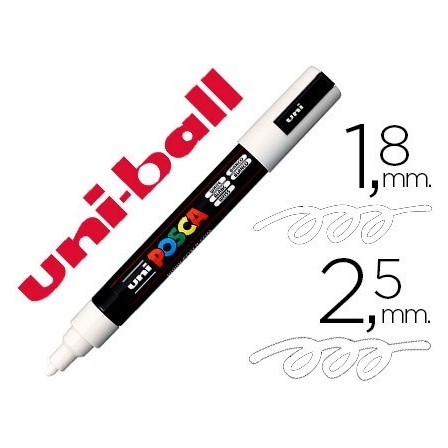 ROTULADOR UNI POSCA MARCADOR DE PINTURA BLANCO PUNTA REDONDA 1,8 A ...