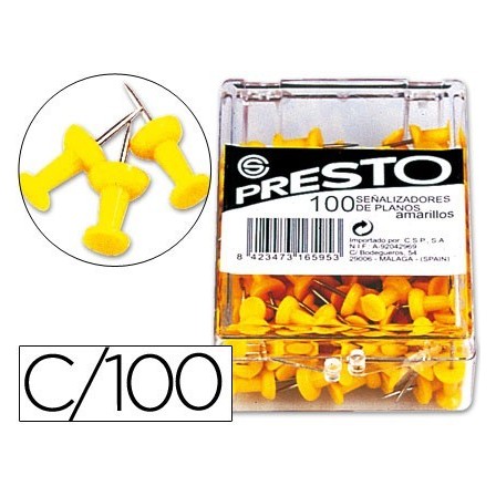 SEÑALIZADOR DE PLANOS PRESTO AMARILLO -CAJA DE 100 UNIDADES