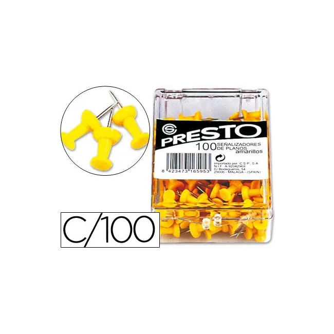 SEÑALIZADOR DE PLANOS PRESTO AMARILLO -CAJA DE 100 UNIDADES