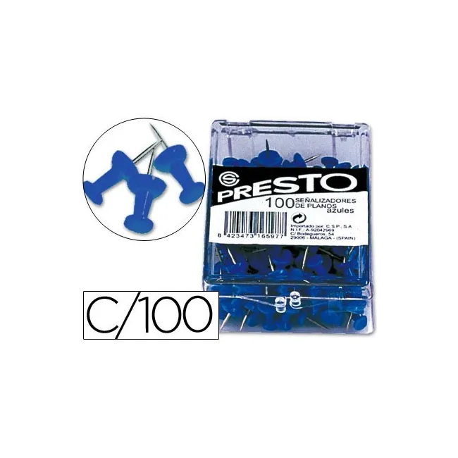 SEÑALIZADOR DE PLANOS PRESTO AZUL -CAJA DE 100 UNIDADES