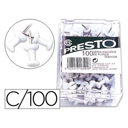 SEÑALIZADOR DE PLANOS PRESTO BLANCO -CAJA DE 100 UNIDADES