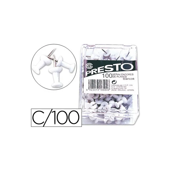 SEÑALIZADOR DE PLANOS PRESTO BLANCO -CAJA DE 100 UNIDADES