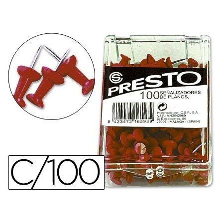 SEÑALIZADOR DE PLANOS PRESTO ROJO -CAJA DE 100 UNIDADES