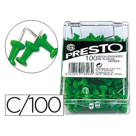 SEÑALIZADOR DE PLANOS PRESTO VERDE -CAJA DE 100 UNIDADES