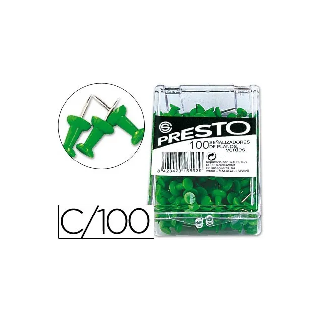 SEÑALIZADOR DE PLANOS PRESTO VERDE -CAJA DE 100 UNIDADES