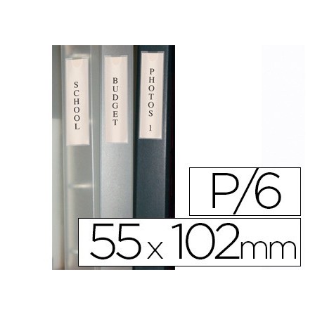 FUNDA AUTOADHESIVA Q-CONNECT PARA LOMO DE CARPETA 55X102MMPACK DE 6...